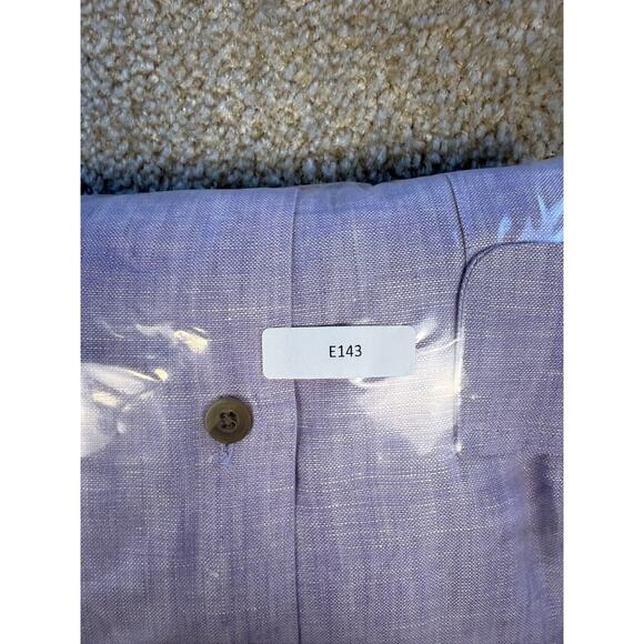 Paul Frederick Mens Blue Linen Button Up Shirt Size Medium Old Money Dress E143 - Picture 8 of 8